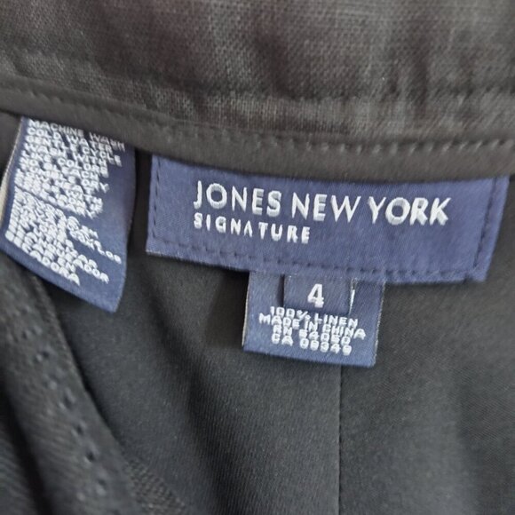 Ladies SZ 4 Jones New York Black Linen Pants - Picture 4 of 4